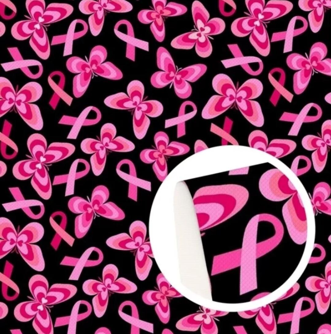 Breast Cancer Awareness Month Pink Ribbon Butterfly FAUX Leather Craft ...