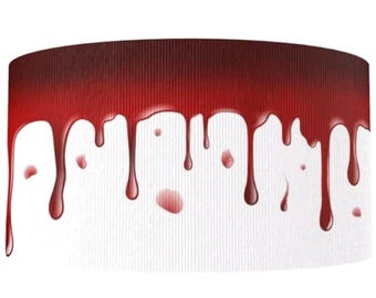3" (1 yard) Halloween Party costume blood bloody drip splatter Horror printed grosgrain ribbon crafting ribbon