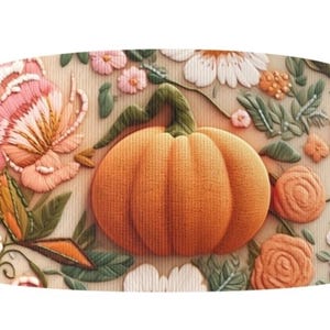 3 "(1 Yard) Kürbis Herbst Blumen Blumen Garten chic Ernte Ripsband Basteln Band