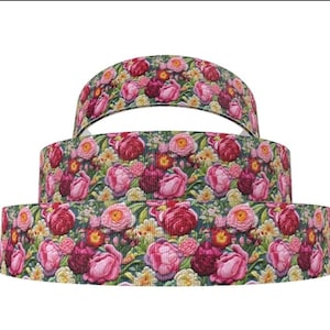 1 mètre (1 po.) Fleur de tulipe, look 3D floral, ruban gros-grain de Pâques printanier, ruban de création, ruban pour cheveux