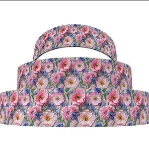 1 mètre (1 po.) Fleur Look 3D floral Ruban gros-grain printemps Pâques Ruban de bricolage Ruban noeud pour cheveux