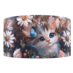1,5 "(1 Yard) Katze Kitty Blume Blumen gedruckt Ripsband bastelnband Gänseblümchen Baby