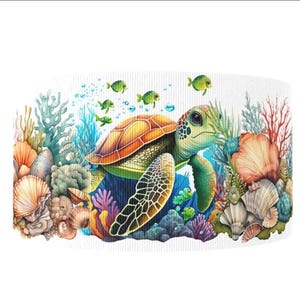 1,5 "(1 Yard) Meeresschildkröte Schildkröte Korallenriff Aquarium Zoo gedruckt Ripsband Basteln Band niedlich