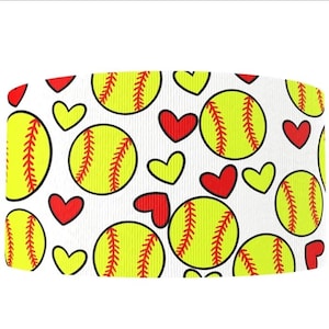 1,5" (1 yard) Softbalsportteam hart liefde bedrukt grosgrain lint schattig knutsellint
