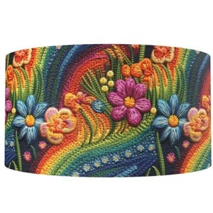 1,5 po. (1 yard) look brodé 3D fleurs sauvages arc-en-ciel hippie pâques jardin fleur floral imprimé ruban gros-grain artisanat ruban abstrait