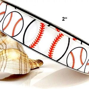 Cinta de grosgrain estampada con puntadas de béisbol de 2&quot; (1 yarda), equipo deportivo de béisbol, cinta para manualidades, linda