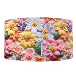 Ruban artisanal 3D brodé en 3D, fleurs sauvages roses, fleurs de jardin de Pâques, fleurs de pâques, ruban gros-grain imprimé floral