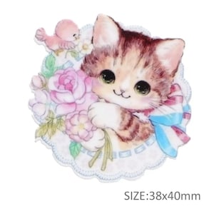5 piezas de lindos gatitos planos de resina acrílica con base plana, lazo central, adorno multiusos para scrapbooking.