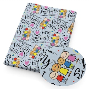 FABRIC 100% cotton Pediatric Nurse I love tiny humans 18"x55" Vegan Cotton Sewing Craft material half meter