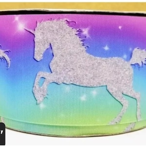 3&quot; (1 yard) Unicorn ombre gradient printed grosgrain ribbon crafting ribbon