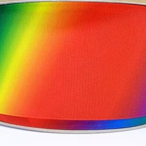 3&quot; (1 yard) Rainbow bright bold ombre gradient printed grosgrain ribbon crafting ribbon slanted