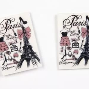 5 pièces Paris Tour Eiffel Mode France Résine plane acrylique, dos plat, nœud central, Scrapbooking, embellissement polyvalent