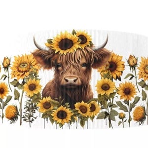 1.5"(1 yard) Highland Kuh Blume Country Ranch Ripsband Bastelband abstrakt Frühling Sommer zottelig flauschig bedruckt