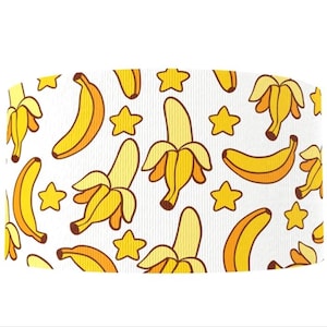 Ruban de bricolage imprimé en gros-grain de 3 po. (1 yard) banane fruit collation