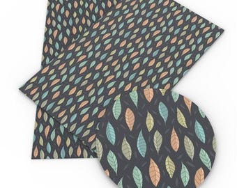 LITCHI Roll Boho Fall Leaf  faux leather Vegan synthetic craft fabric 12 x 55" Felt backing easy to cut