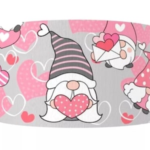 3 "(1 Yard) Gartenzwerg Herz Liebe Valentinstag gedruckt Ripsband Basteln Band