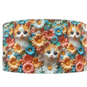 1,5" (1 yard) Cat Kitten Kitty bloem bloemen gedrukt grosgrain lint knutsellint 3D-look