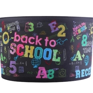 3 "(1 Yard) Back to Schule Leuchtende Farben bedrucktes Ripsband Basteln Band
