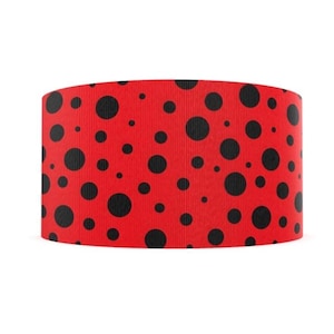 Nastro grosgrain stampato con pois e cerchi a bolle, rosso e nero, da 3" (1 iarda) per artigianato