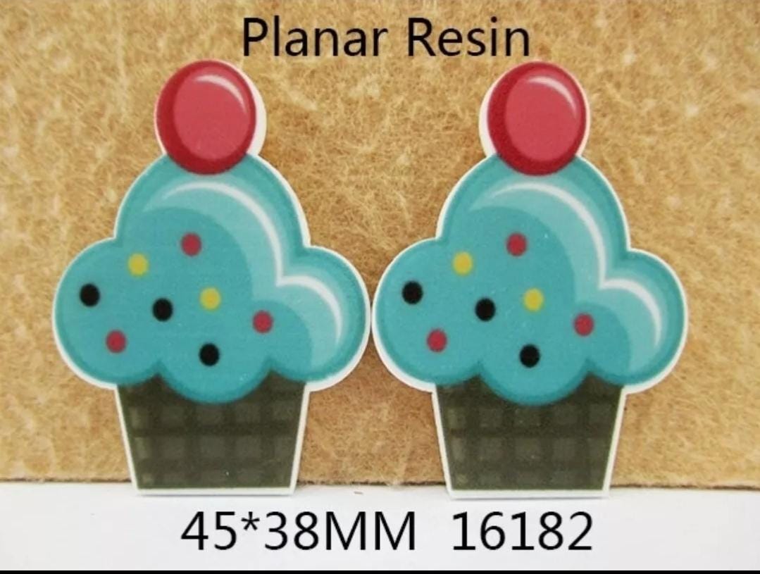 5 Pc. Cupcake Birthday Party Planar Resin Acrylic Flatback Bow