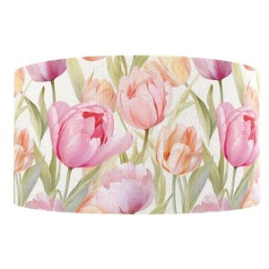 1,5 "(1 Yard) breites Ripsband mit Tulpen, Pfirsichfarben, rosa, pink, Gartenblumen