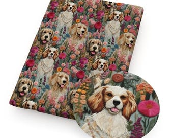 SMOOTH ROLL Dog Doggy puppy pet 3D look faux leather Vegan synthetic craft fabric 12"x 55" Felt backing, easy to cut
