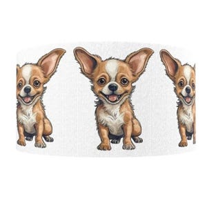 Cinta de grosgrain estampada para manualidades, de 1,5" (1 yarda), con el lema "Adopción, amor y familia", con el lema "Chihuahua, cachorro, perro"