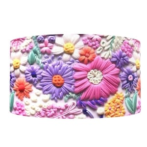 3 po. (1 yard) blanc rose violet marguerite fleur printanière floral jardin chic imprimé brodé printemps ruban gros-grain ruban artisanal