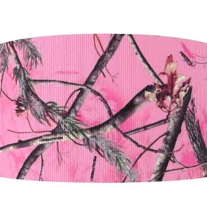 Cinta de grosgrain con estampado de camuflaje rosa de 3" (1 yarda) para manualidades, con estampado femenino de camuflaje para caza