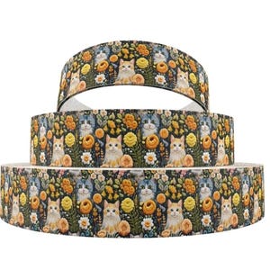 1,5 "(1 Yard) Katze Kitty Blume Blumen gedruckt Ripsband bastelnband Gänseblümchen Baby