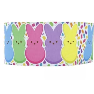 1,5 "(1 Yard) Oster Marshmallow Hase Kaninchen Eier rosa grün blau gelb Jelly Beans gedrucktes Ripsband Bastelband
