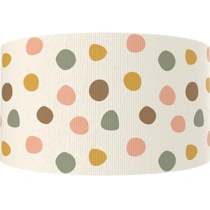 1&quot;(1 yard) Creme braun grün Pfirsich Boho polka dots Ripsband basteln Haarschleife Band