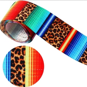 1,5" (1 yard) motif de couverture sud-ouest serape léopard imprimé ruban gros-grain ruban artisanal cow-boy western cow-girl