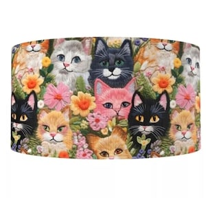 1,5"(1 yard) Cat Kitten Kitty bloem bloemen bedrukt grosgrain lint knutsellint