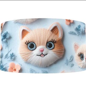 1,5"(1 yard) Katze Kitty Blume Blumen bedrucktes Ripsband bastelband 3D Optik