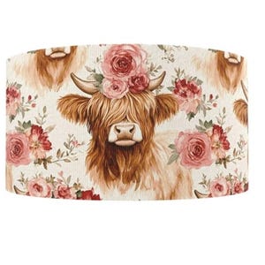 1,5" (1 jarda) Highland Cow Flower Country Ranch impresso fita de gorgorão fita de artesanato abstrato primavera verão peludo fofo