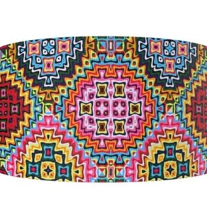 Ruban artisanal en gros-grain imprimé tribal aztèque du sud-ouest de 1,5 po. (1 yard)