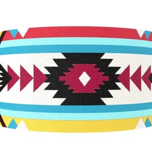 Ruban gros-grain imprimé géométrique sud-ouest de 1 po. (1 yard) Ruban artisanal cow-boy western