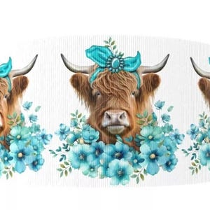 1.5"(1 yard) Highland Kuh Blume Country Ranch Ripsband Bastelband abstrakt Frühling Sommer zottelig flauschig bedruckt