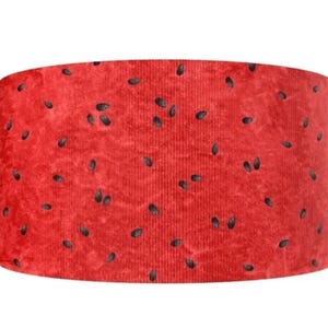 Ruban artisanal en gros-grain imprimé barbecue d'été avec graines de fruits de la pastèque de 1,5 po. (1 yard)