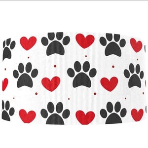 Pfotenabdruck Hund Katze Herz Liebe Haustier Adoption Ripsband basteln Haarschleife Haarschleife