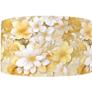 1,5 "(1 Yard) gelb weißes Ripsband mit Blumenmuster für den Ostergarten, bedrucktes Bastelband