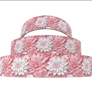 1"(1 yard) Blume Floral 3D Optik Frühling Ostern Ripsband Basteln Haarschleife Band