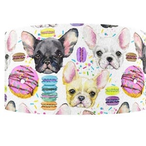 1,5 "(1 Yard) Tier Hund Französische Bulldogge Frenchie Frenchy Donut Macaron bedruckte Ripsband Bastelband