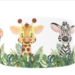 1,5 "(1 Yard) Zoo Zebra Giraffe Affe Nashorn Elefant Safari gedruckt Ripsband Bastelband niedlich