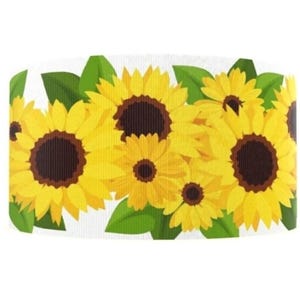 Fita de gorgorão estampada com estampa de girassol de 2" (1 jarda) para artesanato com flores de outono e colheita de outono