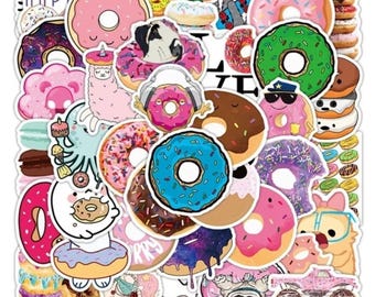 Waterproof donut stickers for water bottles and crafts matte finish 1 to 3 inches each choose your quantity