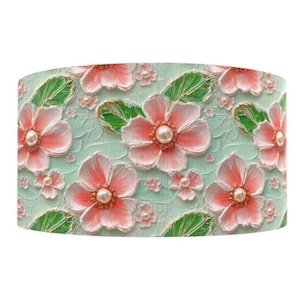 1,5 "(1 Yard) breites Ripsband mit 3D-Ölfarbenoptik, Gartenblume, Blumenmuster