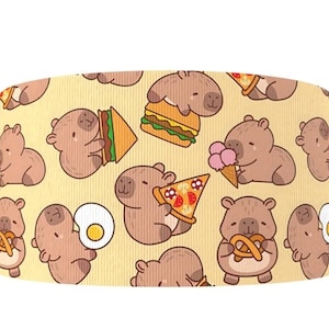 Fita de gorgorão estampada para animais de estimação, 1,5" (1 jarda), para artesanato, primavera-verão, felpuda e desgrenhada, com estampa de capivara, para animais de estimação