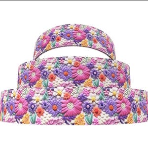 1 mètre (1 po.) Fleur Look 3D floral Ruban gros-grain printemps Pâques Ruban de bricolage Ruban noeud pour cheveux
